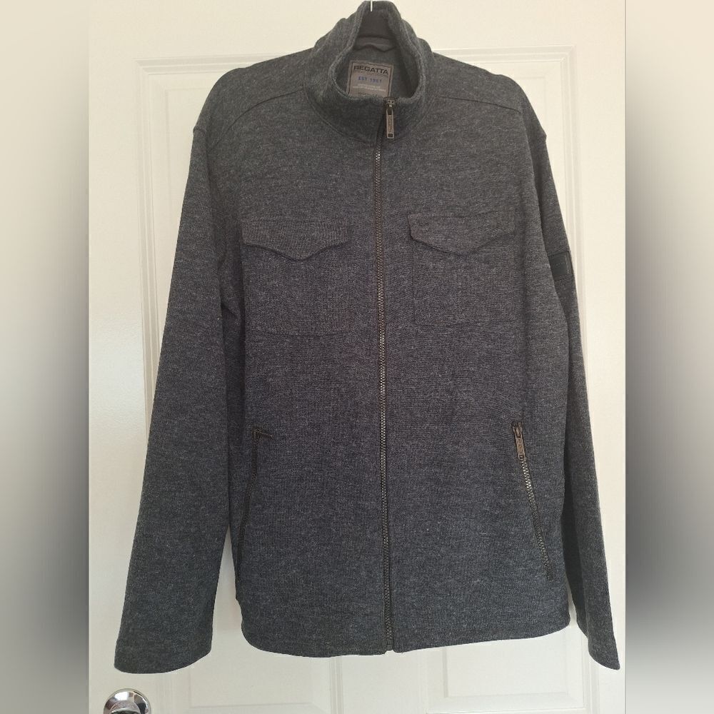 Regatta Gray vardigan swester mock neck full zip long sleeve size L